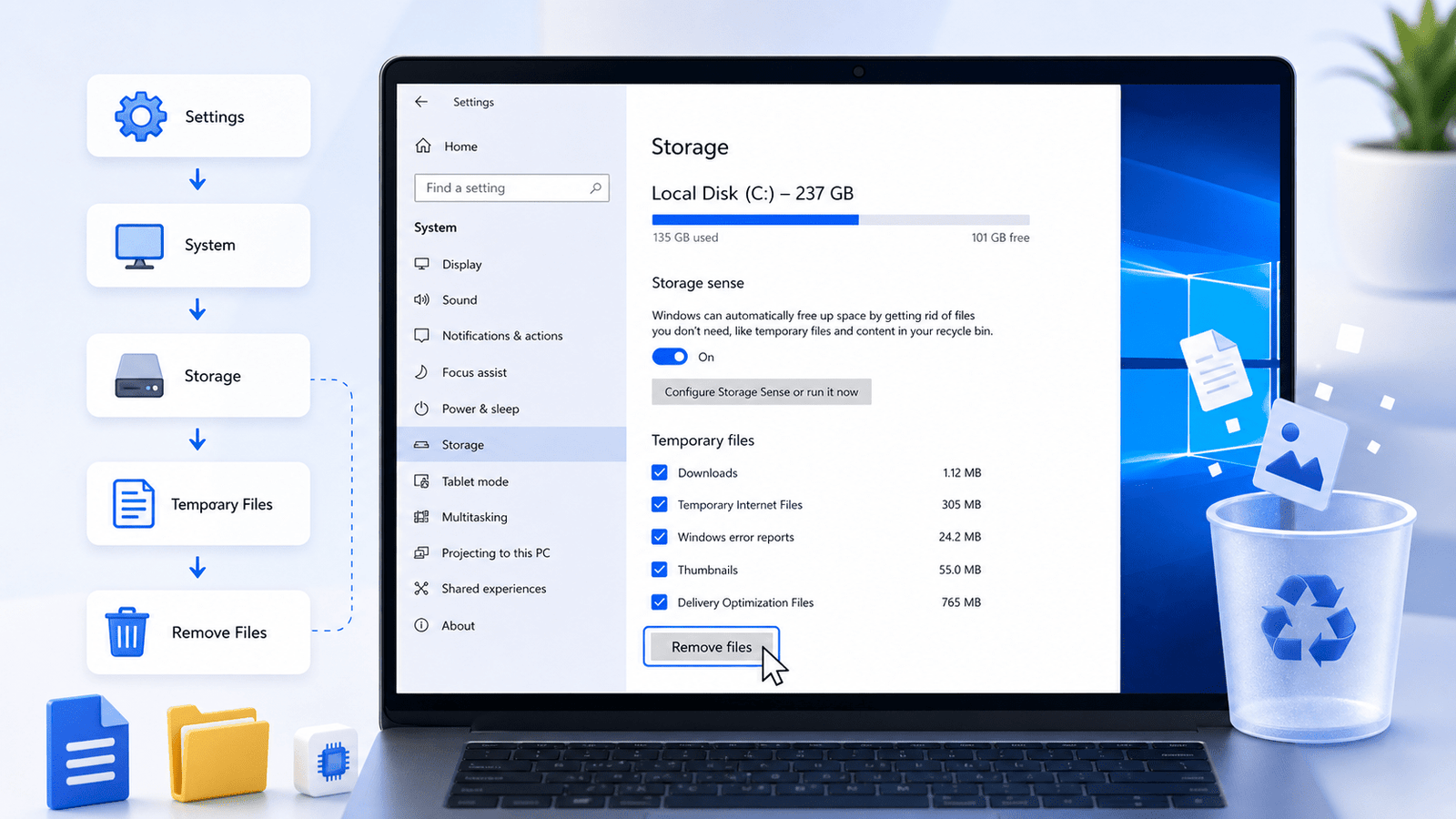 Method 1: Delete Temp Files from Windows 10 using Settings.